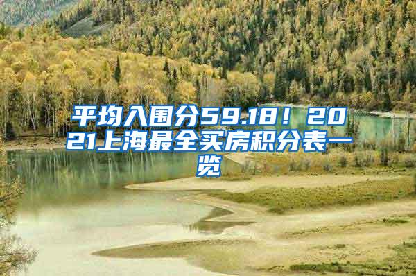 平均入围分59.18！2021上海最全买房积分表一览