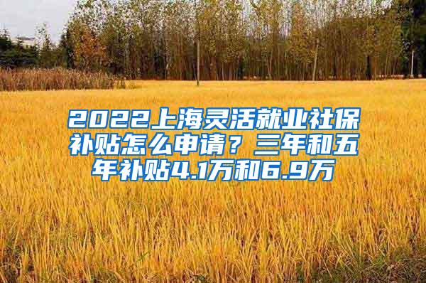 2022上海灵活就业社保补贴怎么申请？三年和五年补贴4.1万和6.9万