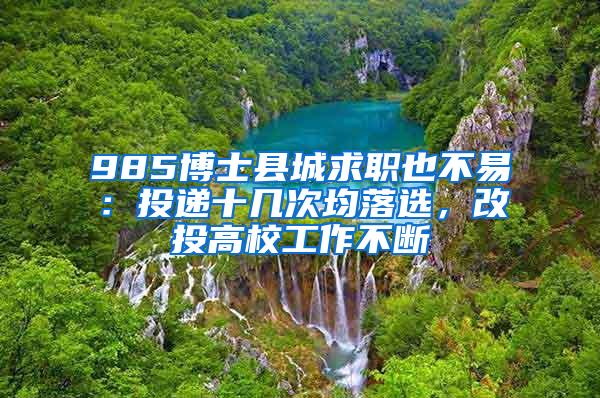 985博士县城求职也不易：投递十几次均落选，改投高校工作不断