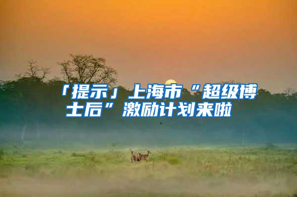 「提示」上海市“超级博士后”激励计划来啦