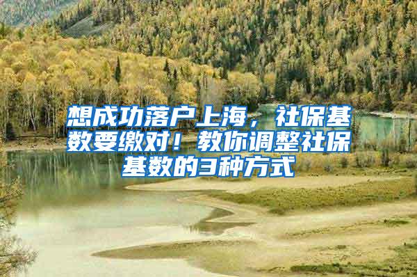 想成功落户上海，社保基数要缴对！教你调整社保基数的3种方式