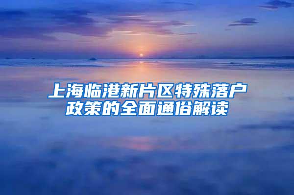 上海临港新片区特殊落户政策的全面通俗解读