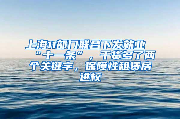 上海11部门联合下发就业“十一条”，干货多了两个关键字，保障性租赁房进校