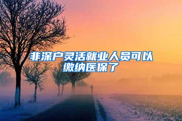 非深户灵活就业人员可以缴纳医保了