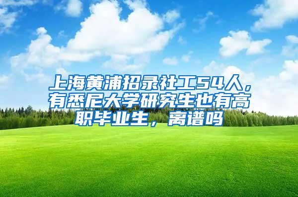 上海黄浦招录社工54人，有悉尼大学研究生也有高职毕业生，离谱吗