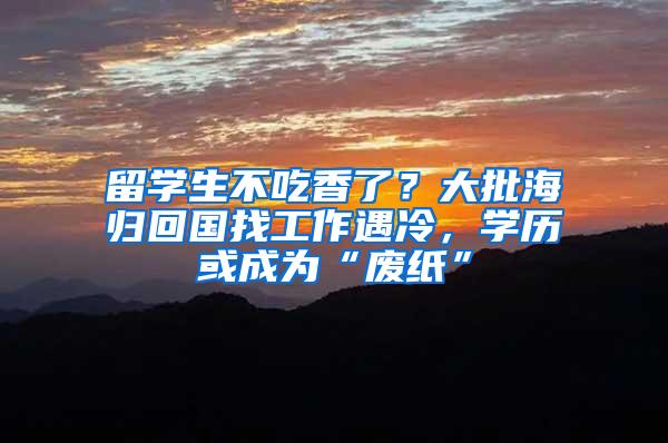 留学生不吃香了？大批海归回国找工作遇冷，学历或成为“废纸”