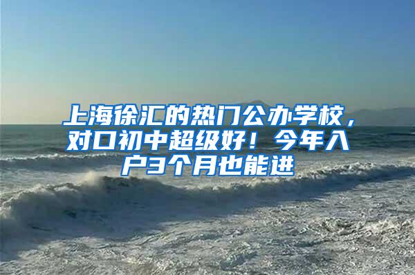 上海徐汇的热门公办学校，对口初中超级好！今年入户3个月也能进