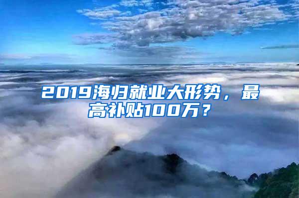 2019海归就业大形势，最高补贴100万？