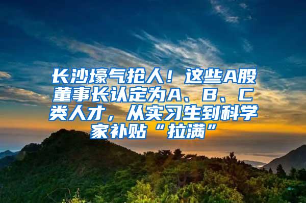 长沙壕气抢人！这些A股董事长认定为A、B、C类人才，从实习生到科学家补贴“拉满”