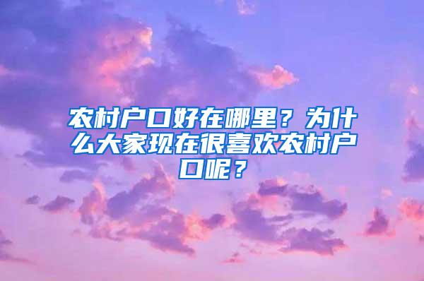 农村户口好在哪里？为什么大家现在很喜欢农村户口呢？