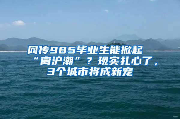 网传985毕业生能掀起“离沪潮”？现实扎心了，3个城市将成新宠