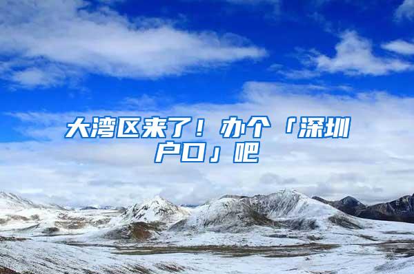 大湾区来了！办个「深圳户口」吧