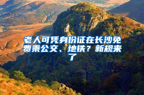 老人可凭身份证在长沙免费乘公交、地铁？新规来了