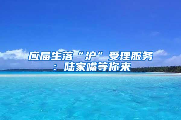 应届生落“沪”受理服务：陆家嘴等你来