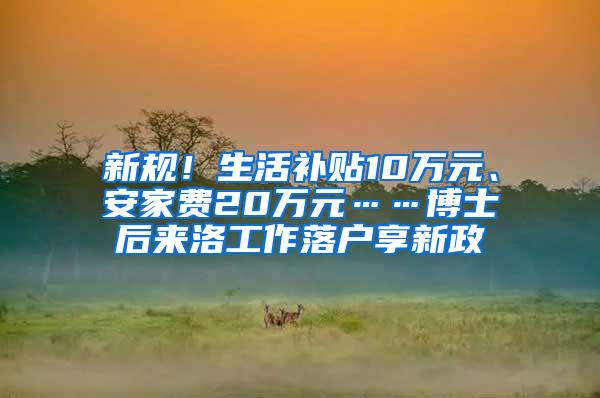 新规！生活补贴10万元、安家费20万元……博士后来洛工作落户享新政