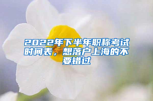 2022年下半年职称考试时间表，想落户上海的不要错过