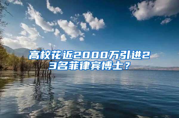 高校花近2000万引进23名菲律宾博士？