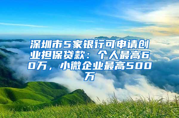 深圳市5家银行可申请创业担保贷款：个人最高60万，小微企业最高500万