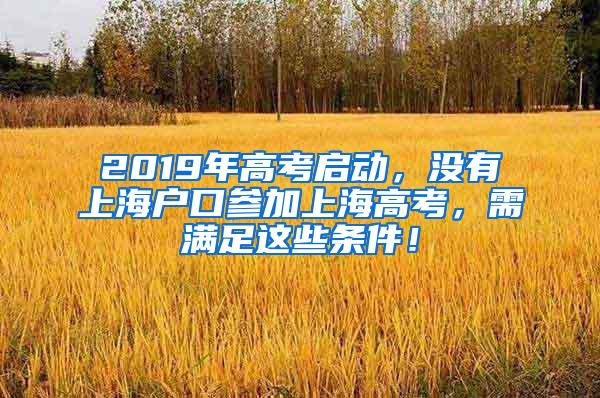 2019年高考启动，没有上海户口参加上海高考，需满足这些条件！