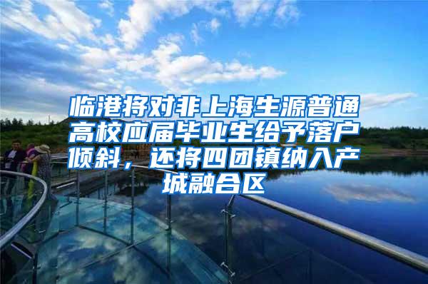 临港将对非上海生源普通高校应届毕业生给予落户倾斜，还将四团镇纳入产城融合区