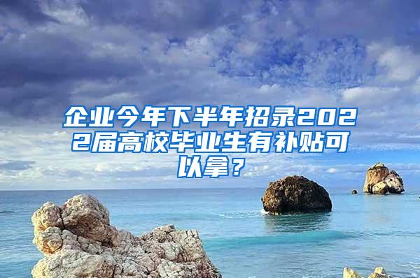 企业今年下半年招录2022届高校毕业生有补贴可以拿？