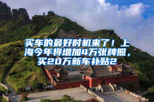 买车的最好时机来了！上海今年将增加4万张牌照，买20万新车补贴2