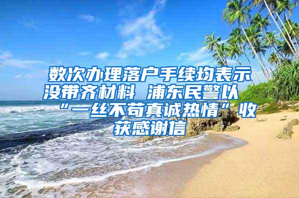 数次办理落户手续均表示没带齐材料 浦东民警以“一丝不苟真诚热情”收获感谢信