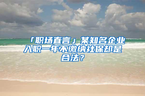 「职场直言」某知名企业入职一年不缴纳社保却是合法？