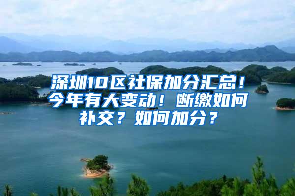 深圳10区社保加分汇总！今年有大变动！断缴如何补交？如何加分？