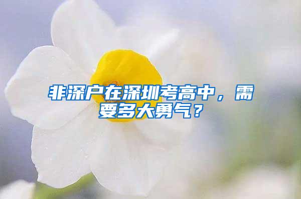 非深户在深圳考高中，需要多大勇气？