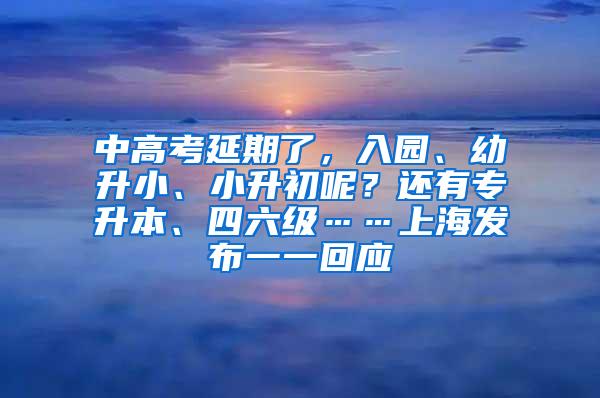 中高考延期了，入园、幼升小、小升初呢？还有专升本、四六级……上海发布一一回应