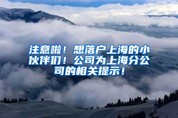 注意啦！想落户上海的小伙伴们！公司为上海分公司的相关提示！