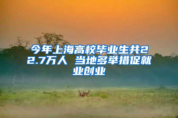 今年上海高校毕业生共22.7万人 当地多举措促就业创业