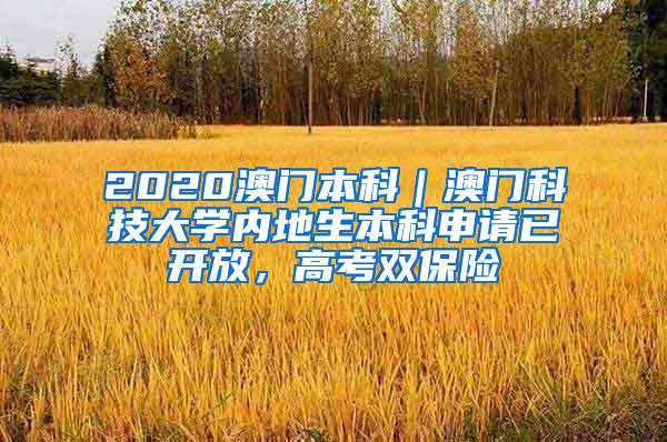 2020澳门本科｜澳门科技大学内地生本科申请已开放，高考双保险