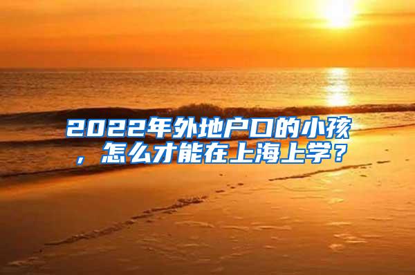 2022年外地户口的小孩，怎么才能在上海上学？