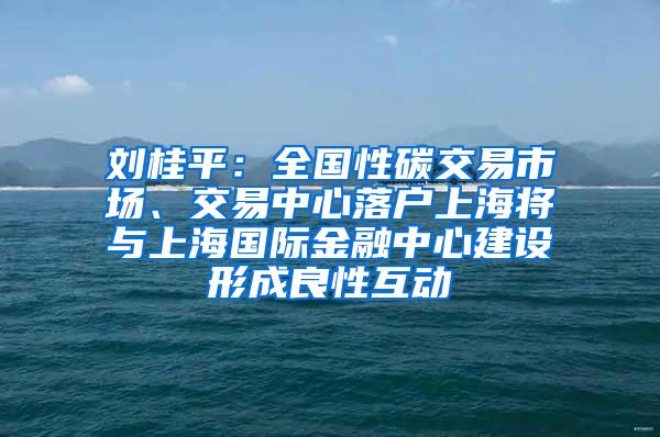 刘桂平：全国性碳交易市场、交易中心落户上海将与上海国际金融中心建设形成良性互动