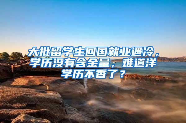 大批留学生回国就业遇冷，学历没有含金量，难道洋学历不香了？