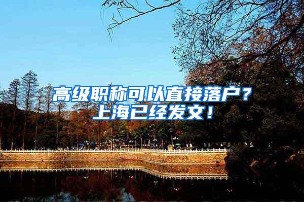 高级职称可以直接落户？上海已经发文！