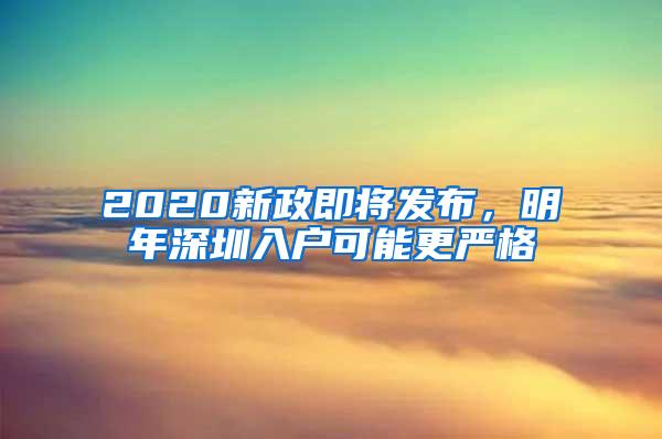 2020新政即将发布，明年深圳入户可能更严格