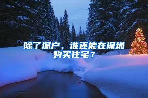 除了深户，谁还能在深圳购买住宅？