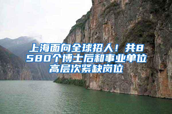 上海面向全球招人！共8580个博士后和事业单位高层次紧缺岗位