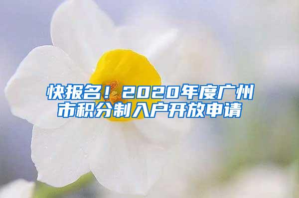 快报名！2020年度广州市积分制入户开放申请