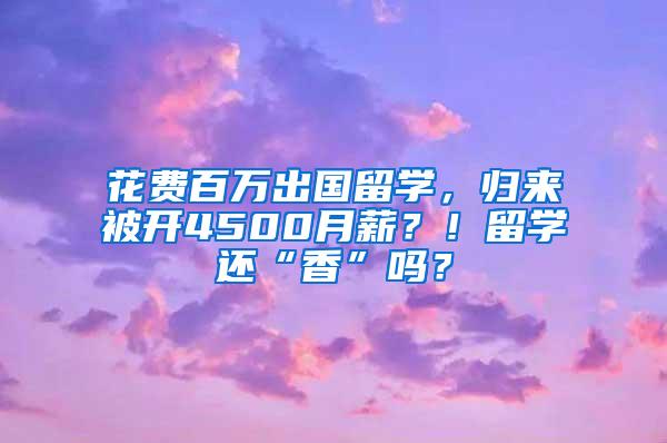 花费百万出国留学，归来被开4500月薪？！留学还“香”吗？