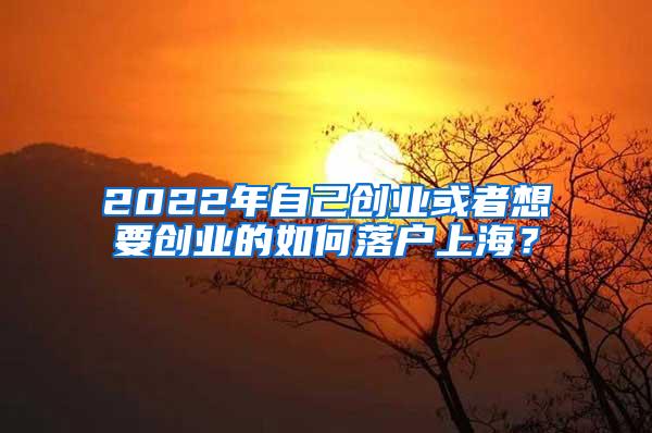 2022年自己创业或者想要创业的如何落户上海？