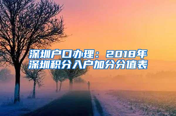 深圳户口办理：2018年深圳积分入户加分分值表