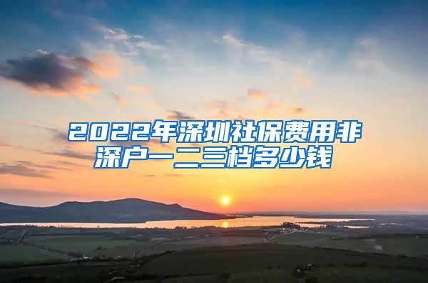 2022年深圳社保费用非深户一二三档多少钱