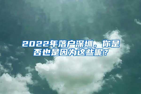 2022年落户深圳，你是否也是因为这些呢？