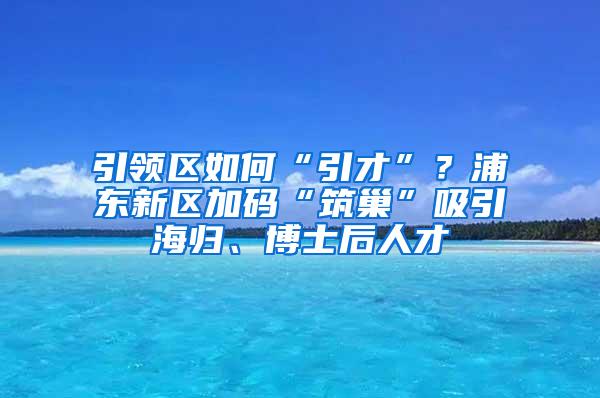 引领区如何“引才”？浦东新区加码“筑巢”吸引海归、博士后人才