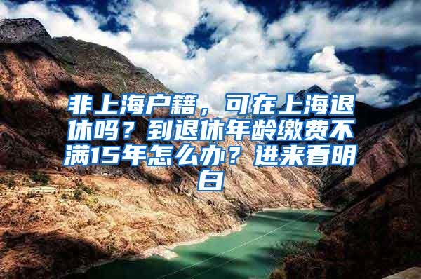 非上海户籍，可在上海退休吗？到退休年龄缴费不满15年怎么办？进来看明白→