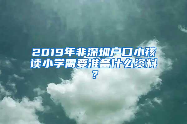 2019年非深圳户口小孩读小学需要准备什么资料？